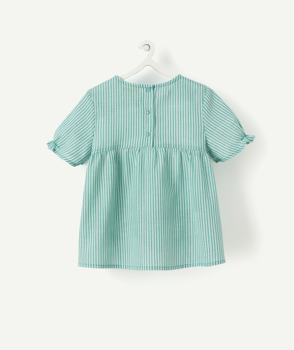 BLOUSE BÉBÉ FILLE EN COTON VERTE AVEC RAYURES