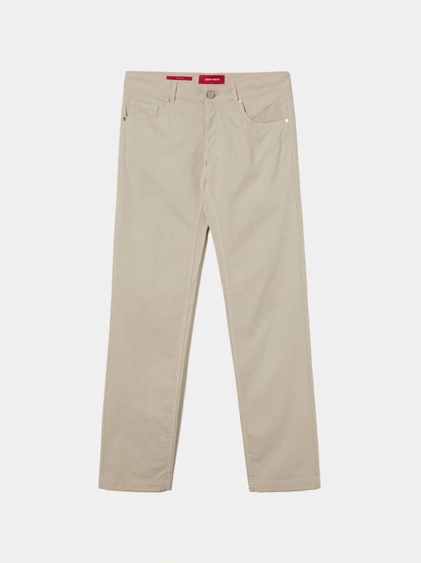 Calças regular fit com cinco bolsos