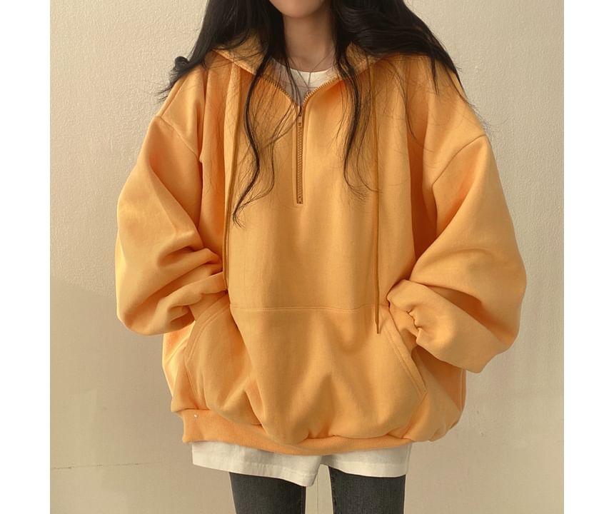 Bolgivy - Effen hoodie met halve rits
