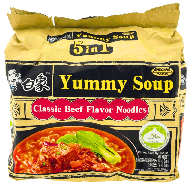 Baixiang Yummy Soup Klassieke Rundvleesnoedels 96g x 5