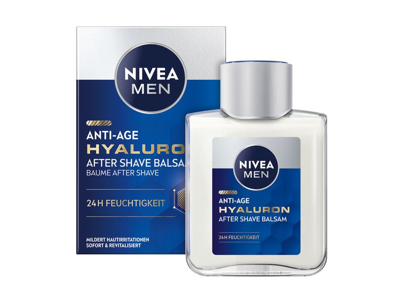 NIVEA MEN After Shave Balsam Anti-Age Hyaluron 100 ml Balsam pflegt die Männerhaut nach der Rasur, und schenkt ihr Frische