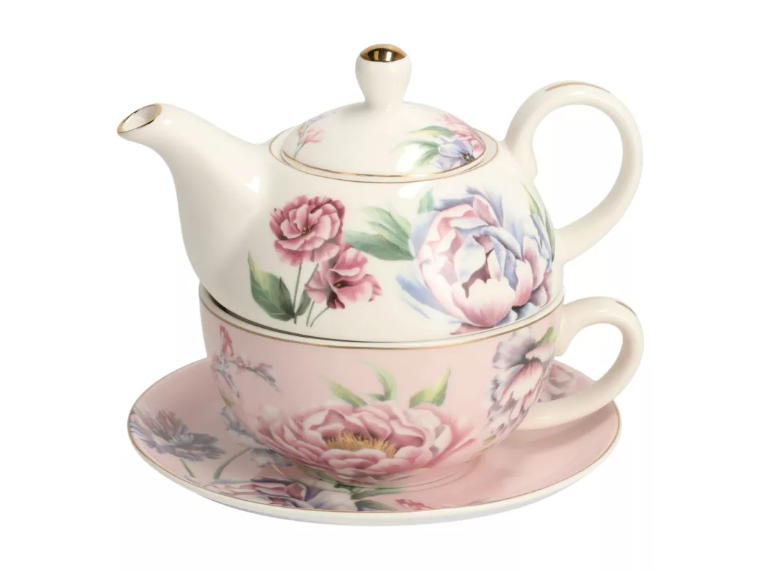 Théière Avec Tasse Aureliso Rose Moyen 14 x 15.5 x 17