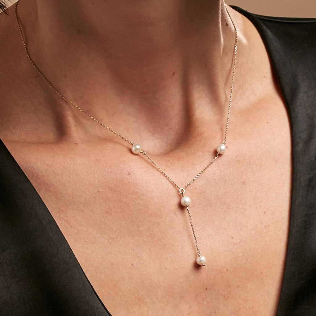 Collier Persis Or Jaune Perle De Culture