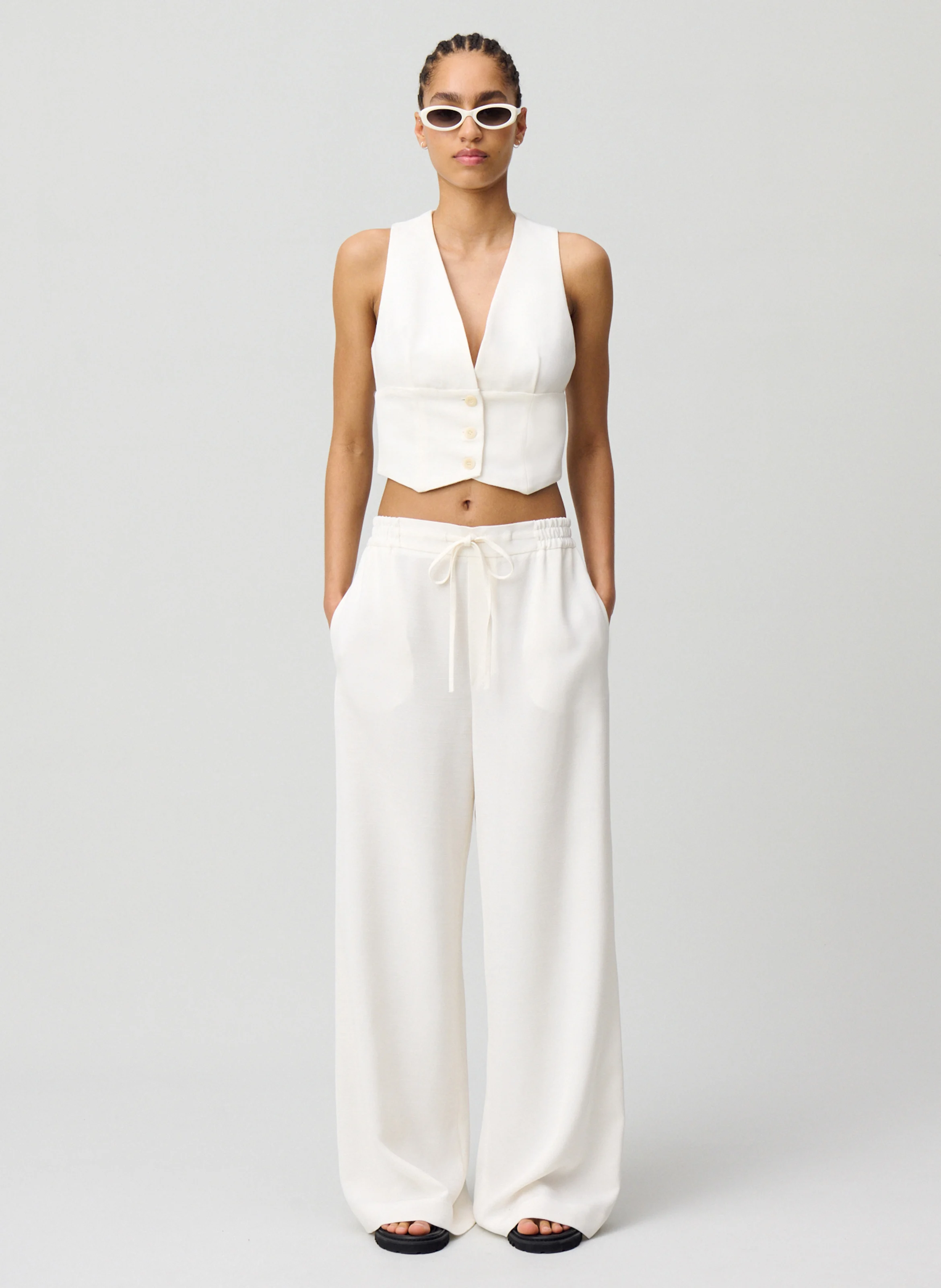 Top veston boutonné | Blanc