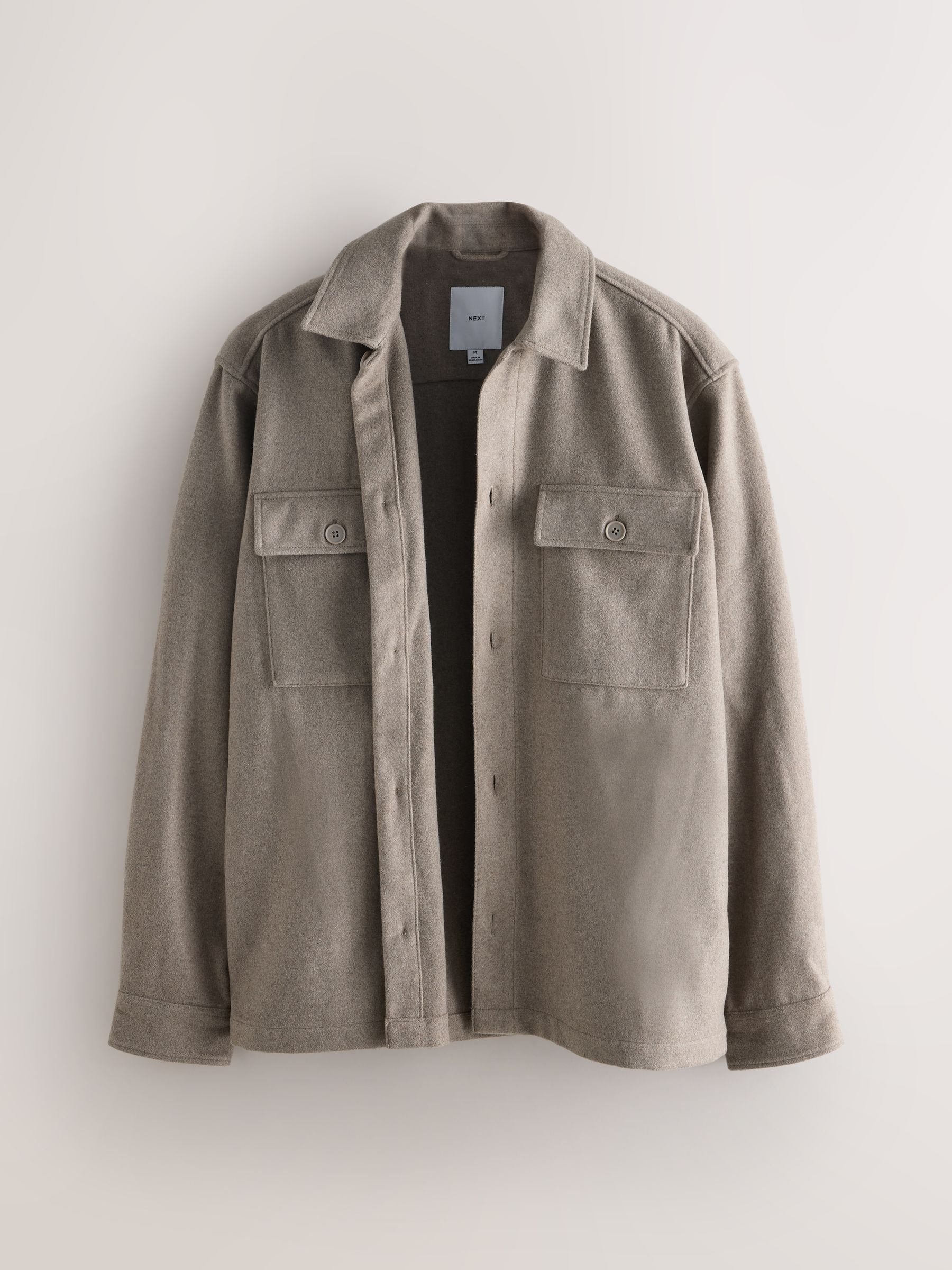 Neutraal - Overshirt met twee zakken en wol