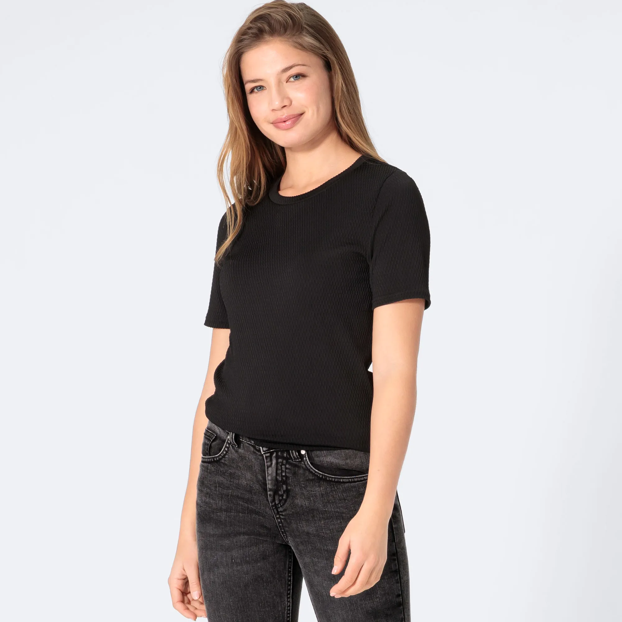 Damen-T-Shirt mit Struktur-Effekt