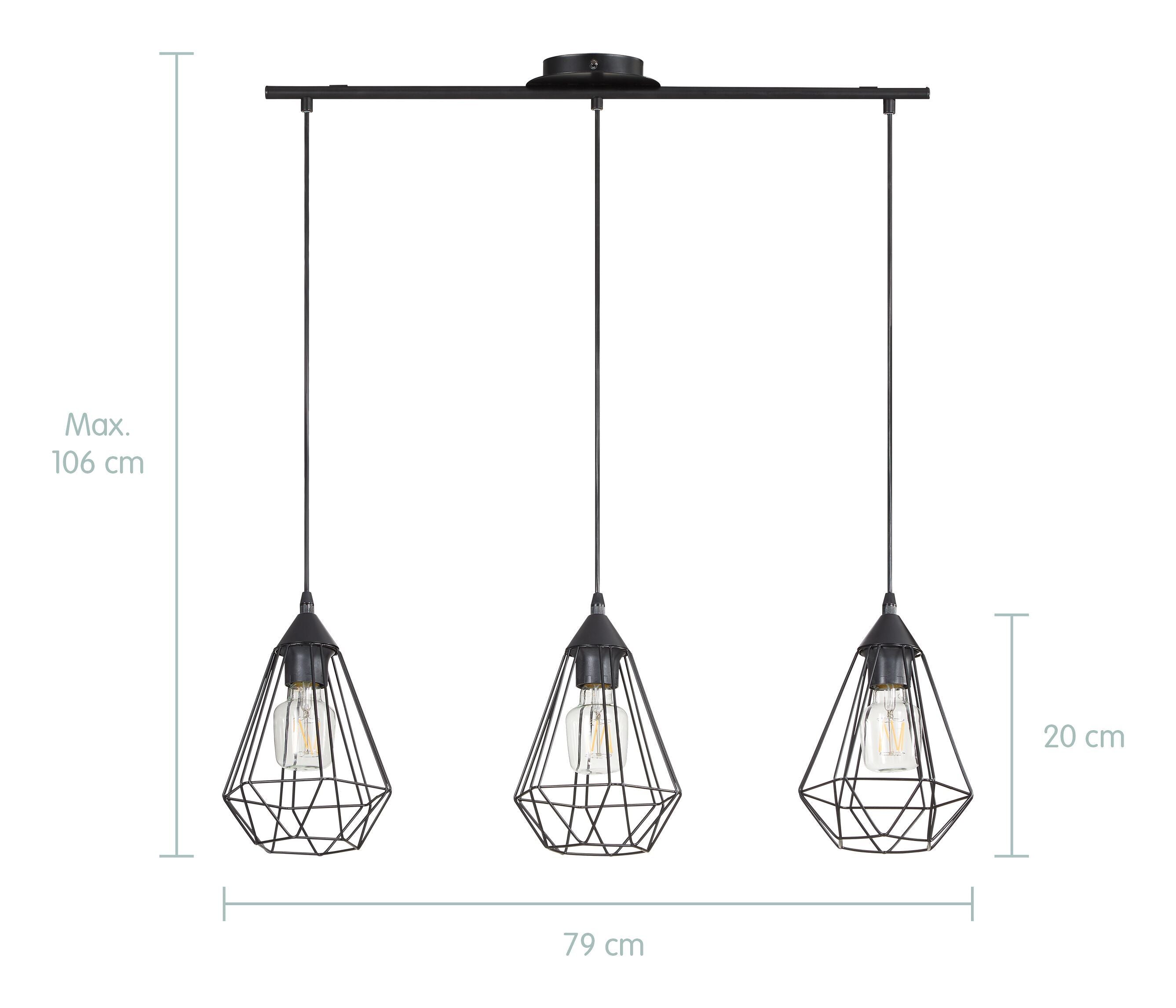 TARBES Pendelleuchte - Schwarz / B: 79.0 cm x T: 17.5 cm x H: 110.0 cm