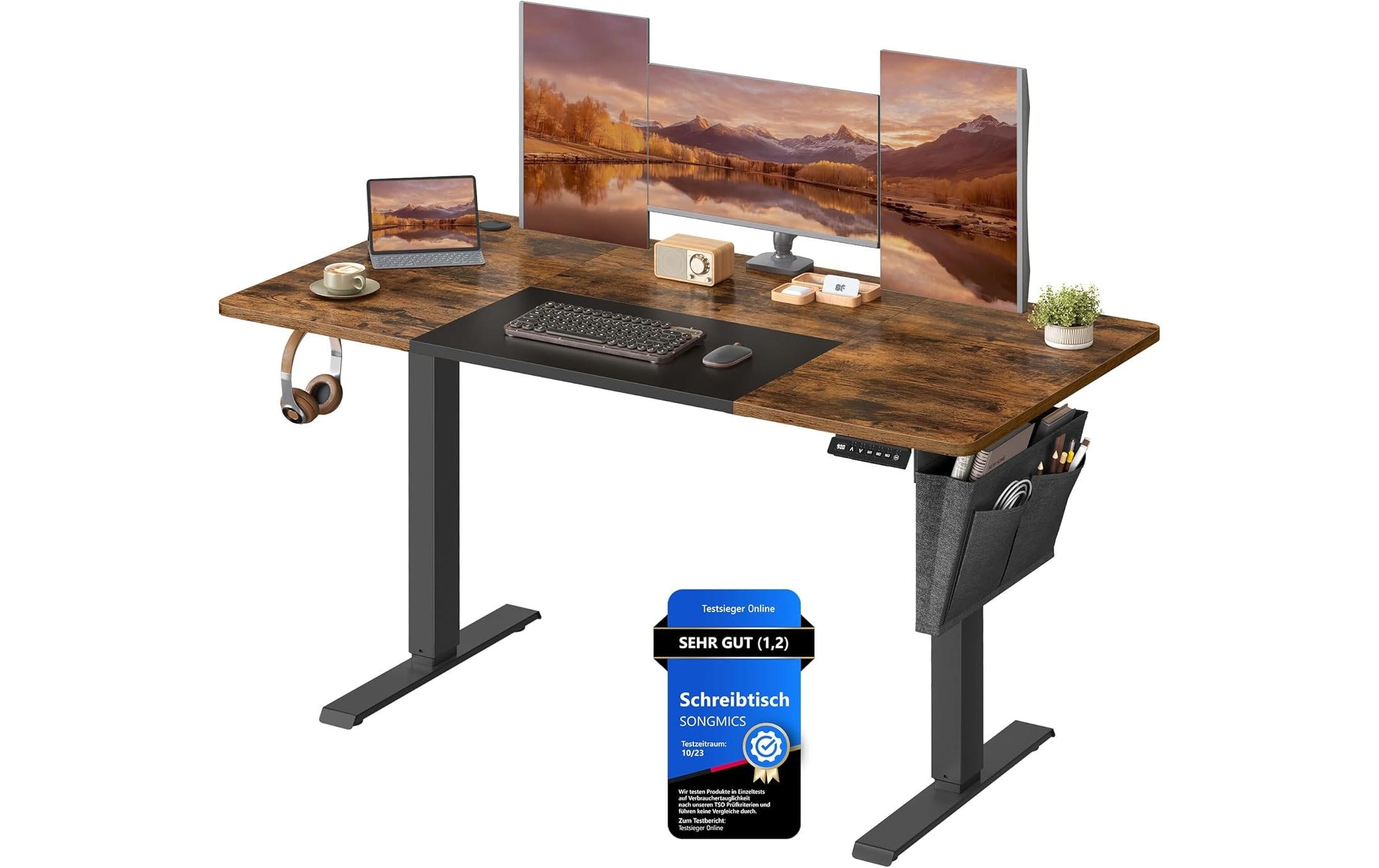 Bürotisch 140 x 60 cm<br>Elektrischer Steh-Sitz-Schreibtisch