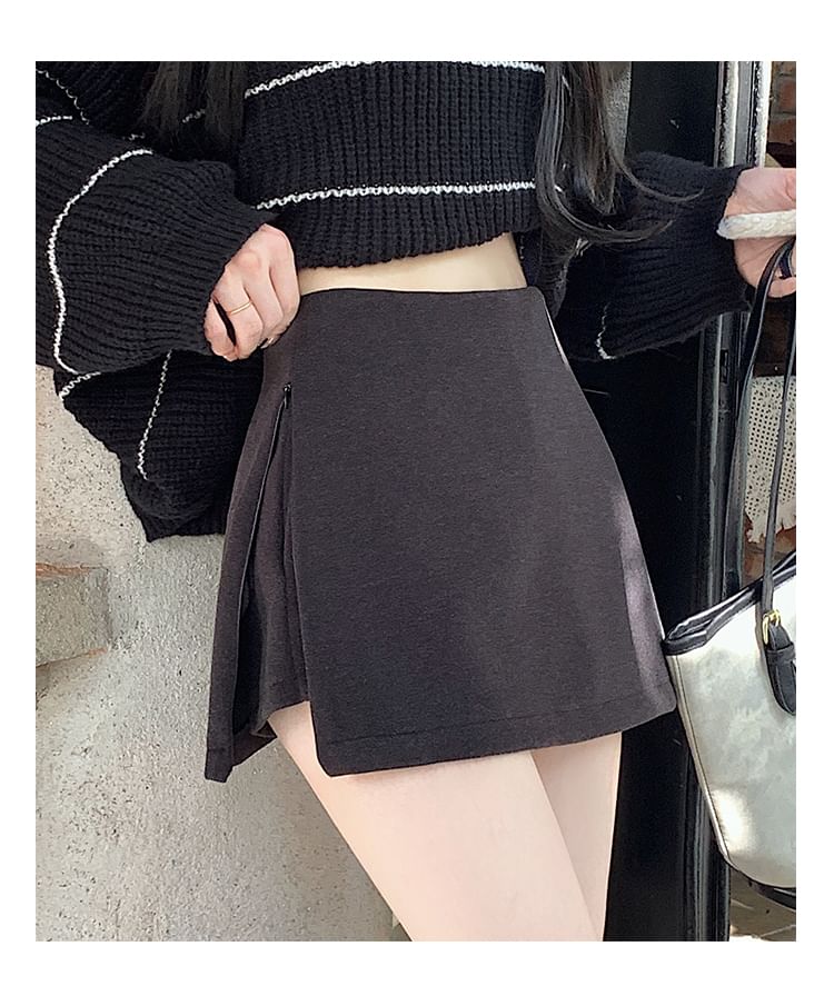 WIKPROM - Hoge taille effen skort met zijsplit