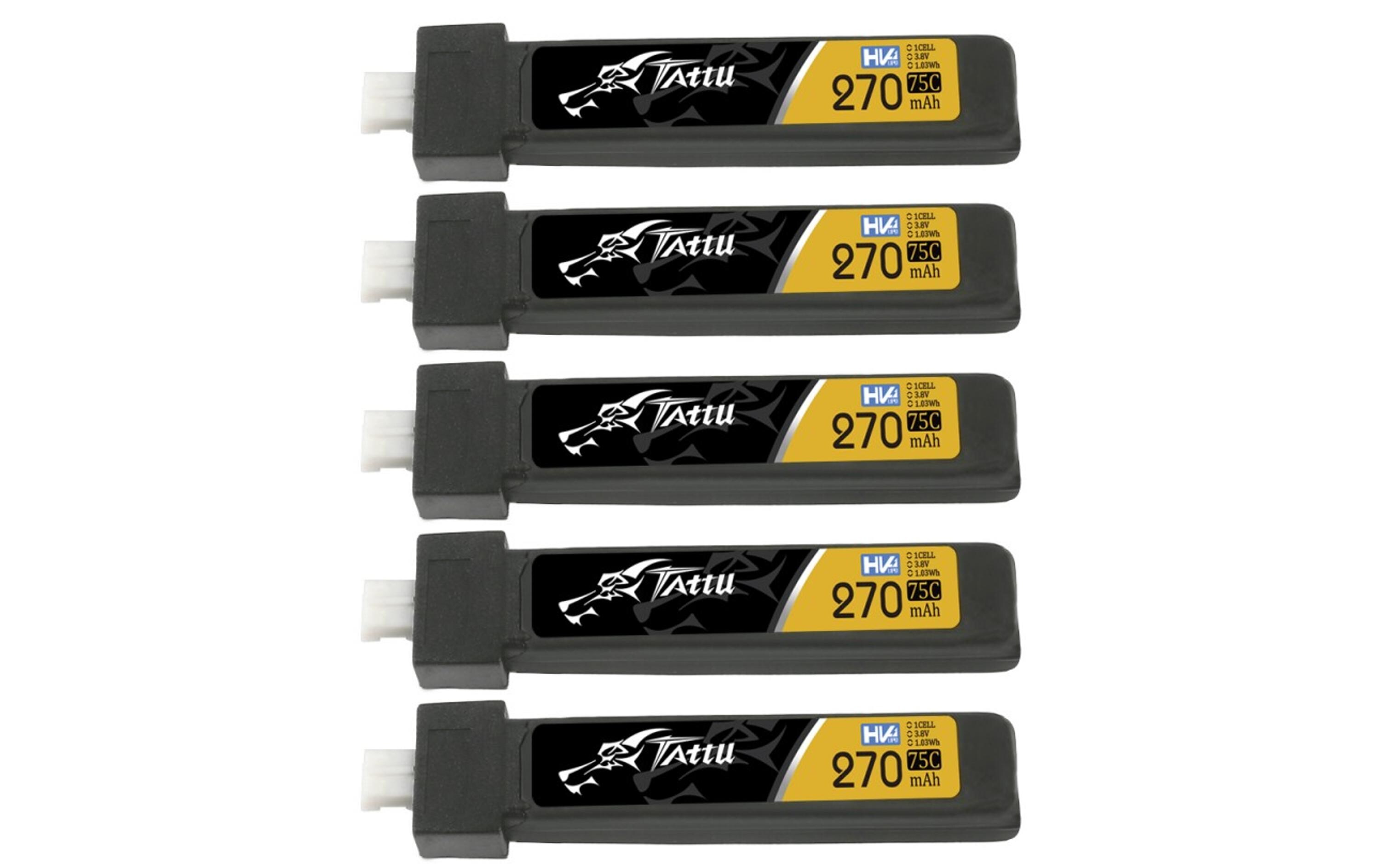 RC-Akku LiHV 270 mAh 3.8 V 75C 5 StückSoftcase 1S LiHV-Akku für RC Flugmodelle