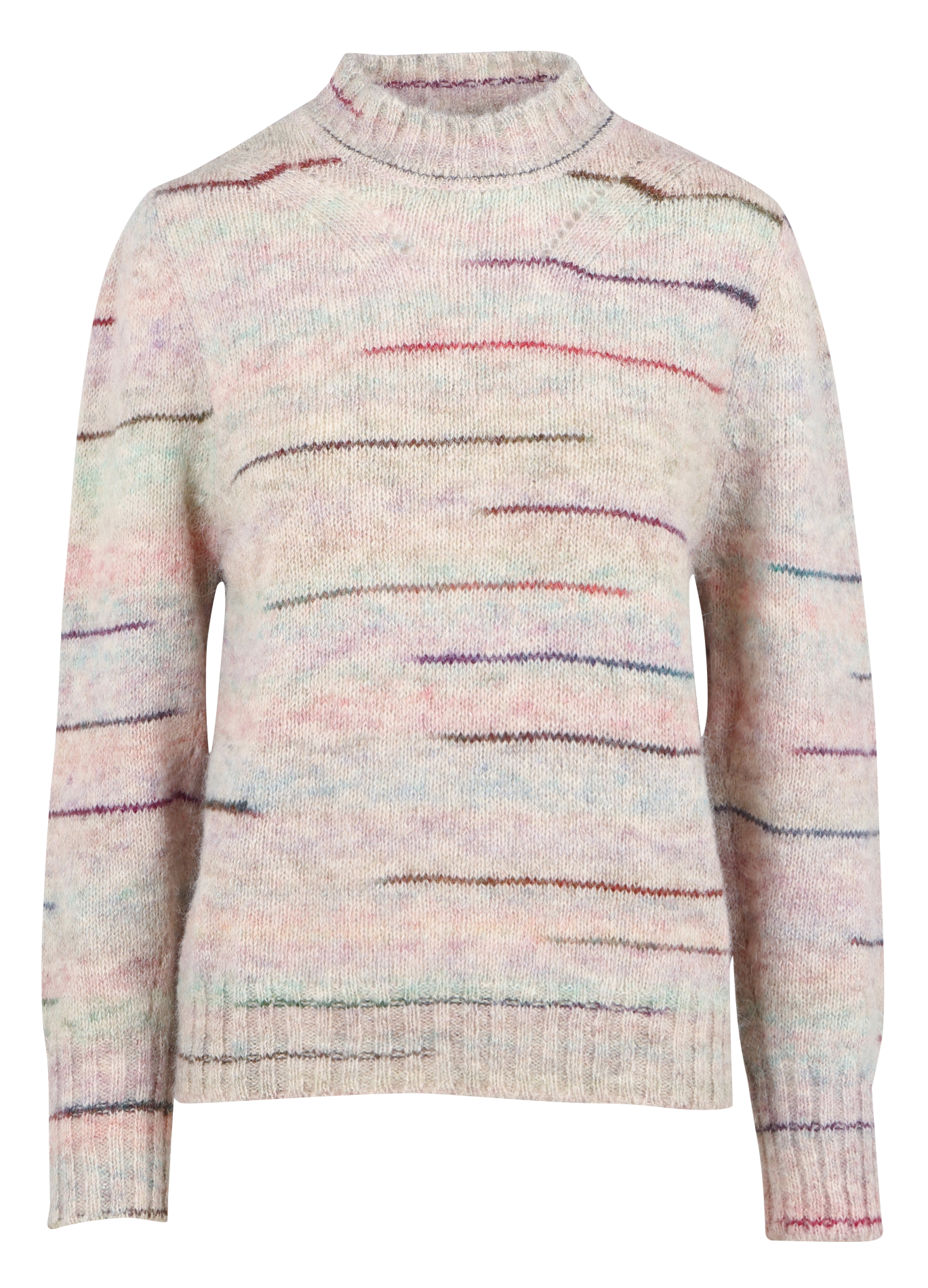 MARIKA - Pull droit col montant en laine mélangée | Beige