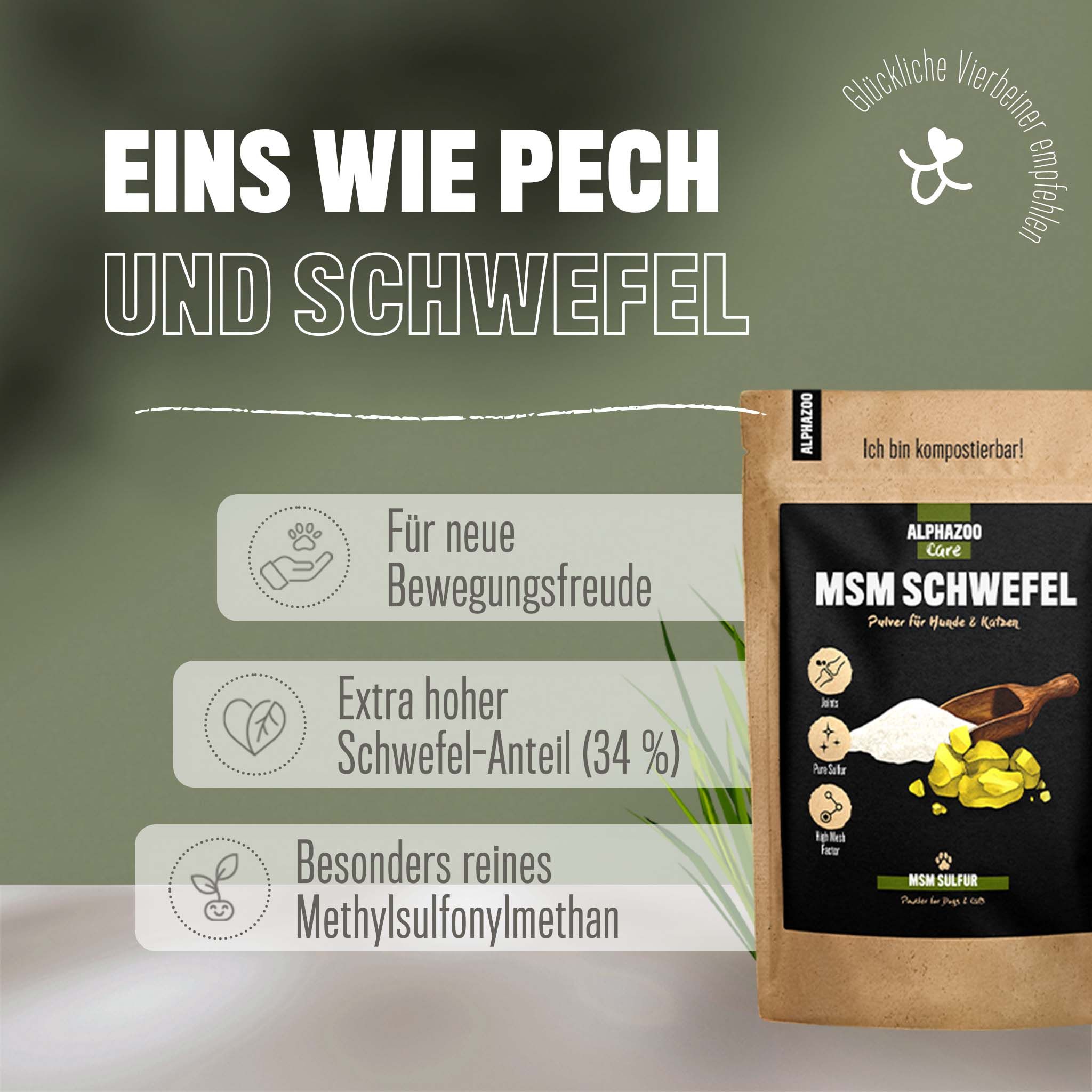 ALPHAZOO MSM Schwefel Pulver für Hunde und Katzen