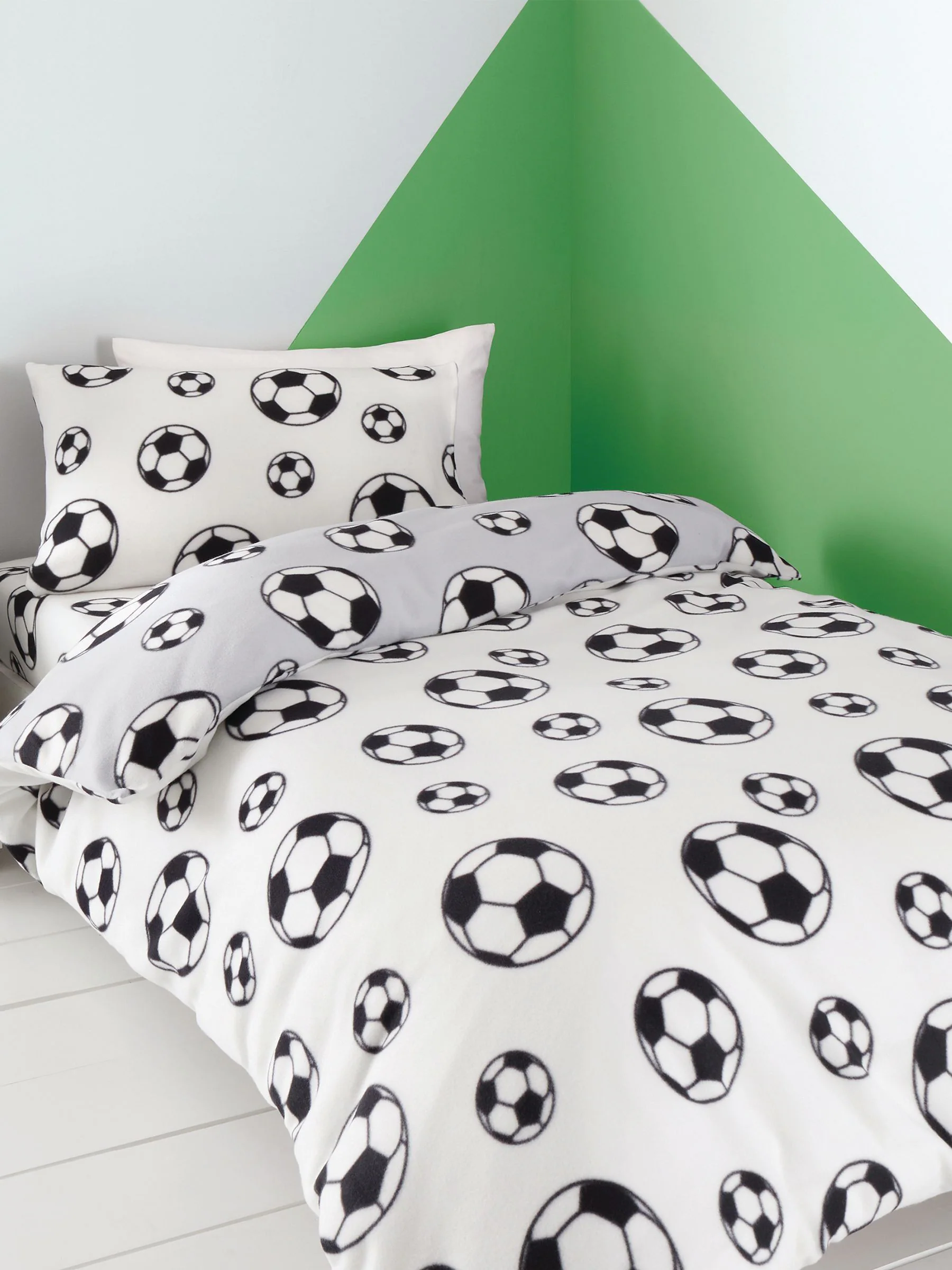Catherine Lansfield omkeerbare dekbedovertrekset van fleece met voetbal