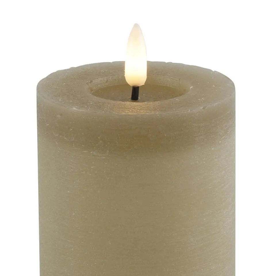 Countryfield LED kaars/stompkaars - beige - D7,5 x H12,5 cm - timer