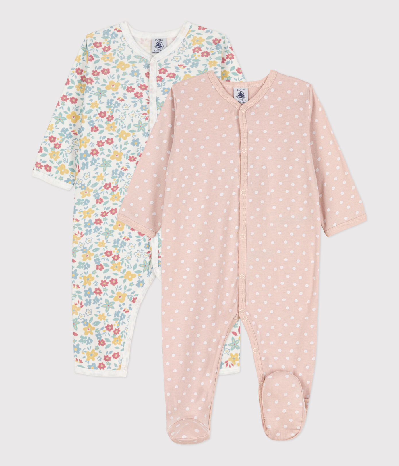 Lot de 2 dors bien fleurs et pois en coton
