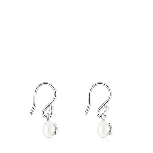 Brincos curtos Icon Pearl em prata e pérola