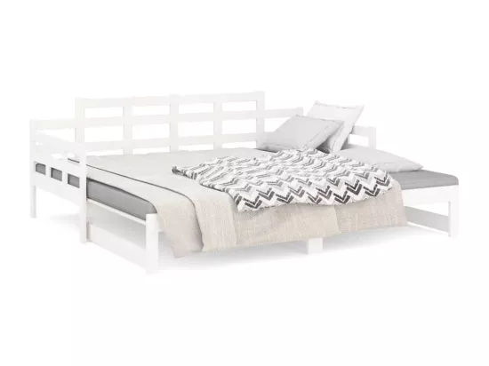 Lit coulissant sans matelas blanc bois de pin solide