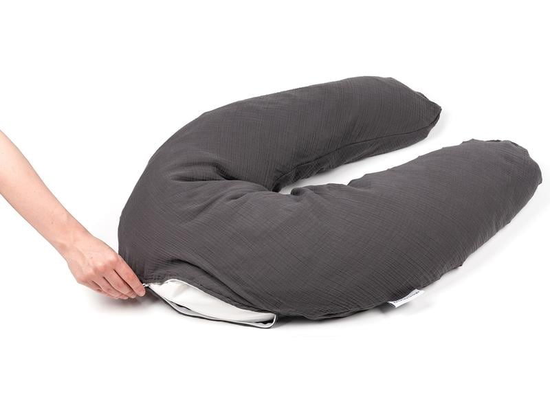 Doomoo Stillkissen Comfy Big Grau Grosses Multifunktionskissen mit abnehmbarem Bezug