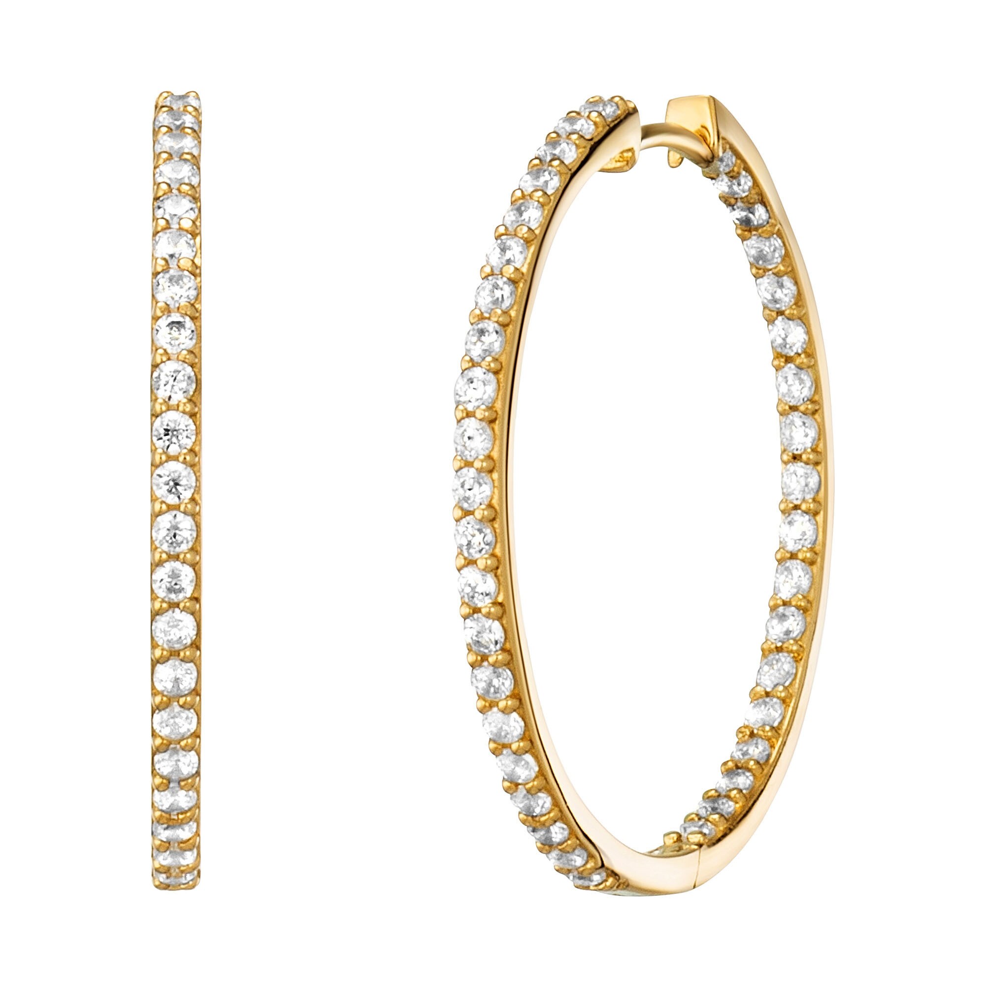 Julie Julsen Klappcreolen 925/- Sterling Silber vergoldet Zirkonia 30 mm