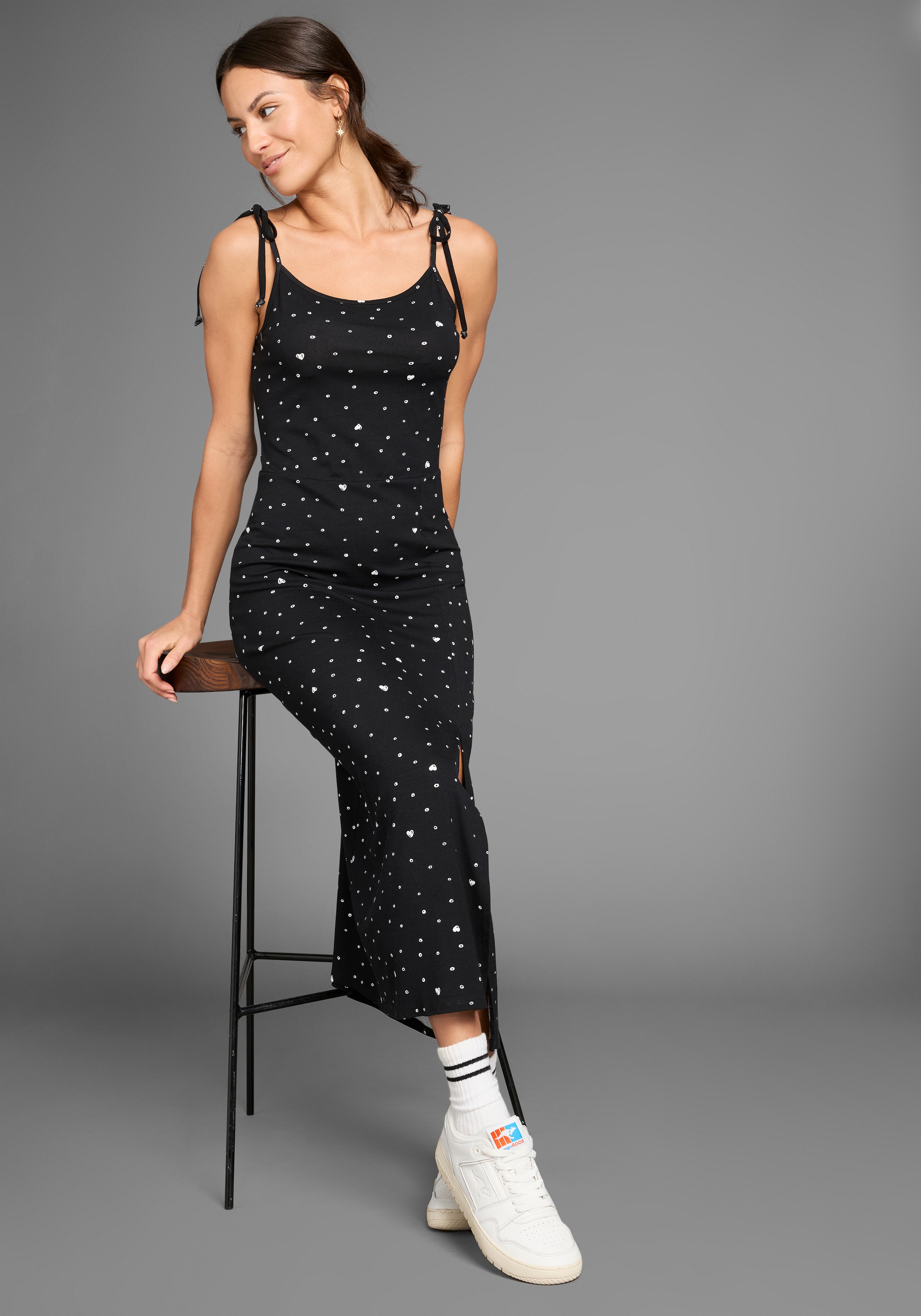 KangaROOS Midikleid mit Spaghetti-Trägern und Schlitz am Saum