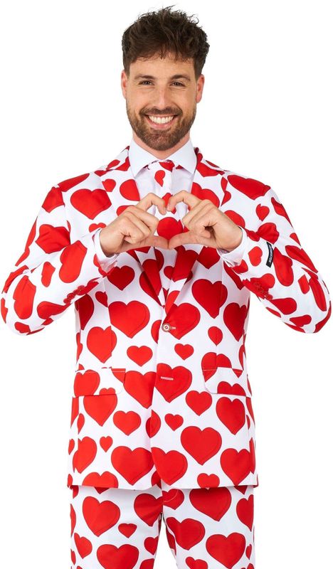 Suitmeister - Love - Heren Pak - Wit - Inclusief Pantalon, Blazer en Stropdas