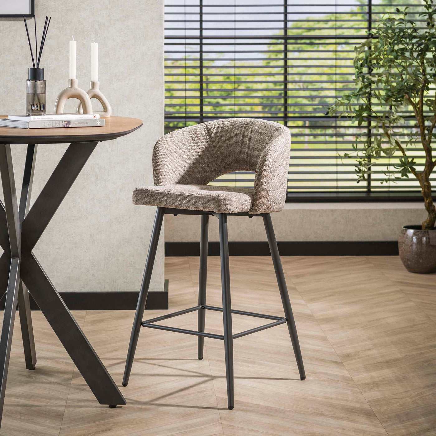 Giga Meubel - Barstoel Zand - 51x50x94cm - Salon Tissee - Set van 2