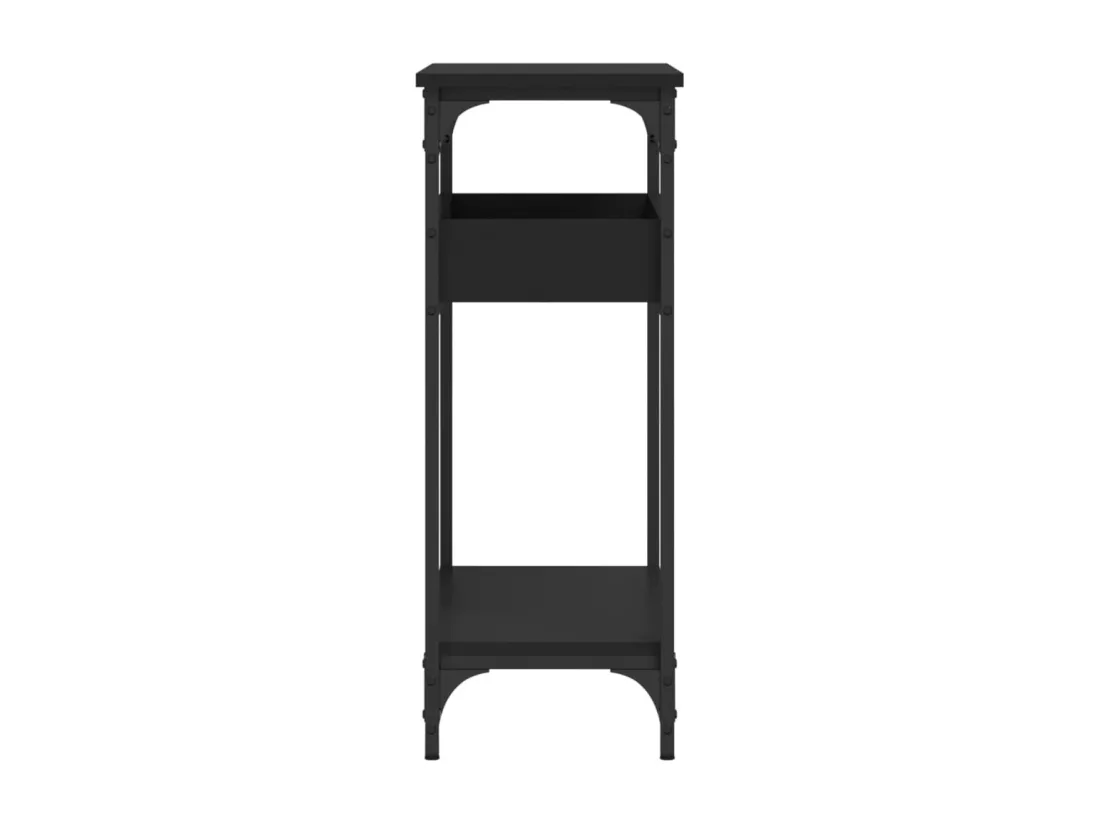 Table console avec étagère noir 75x29x75 cm bois d'ingénierie