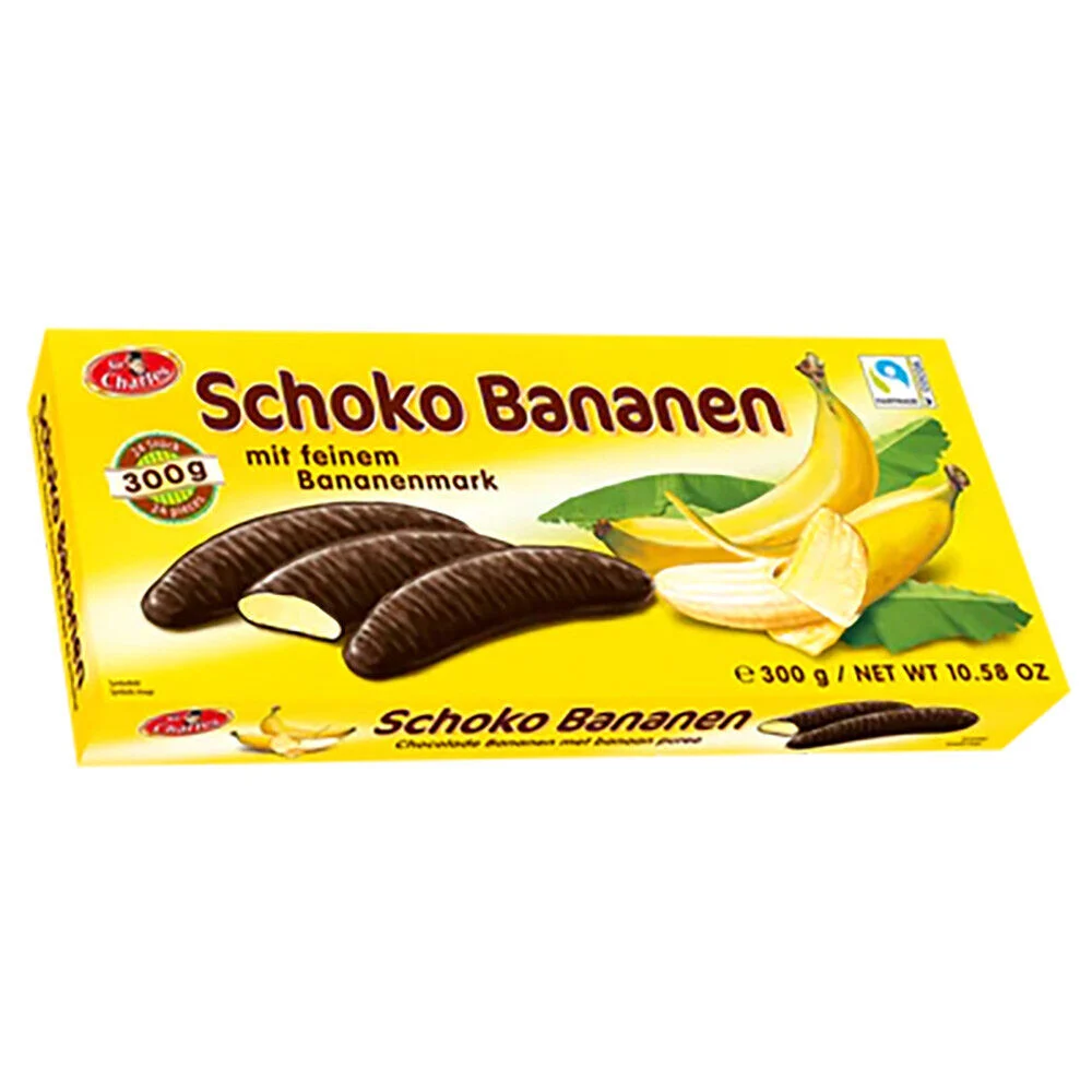 Guimauves goût banane enrobés chocolat 300g
