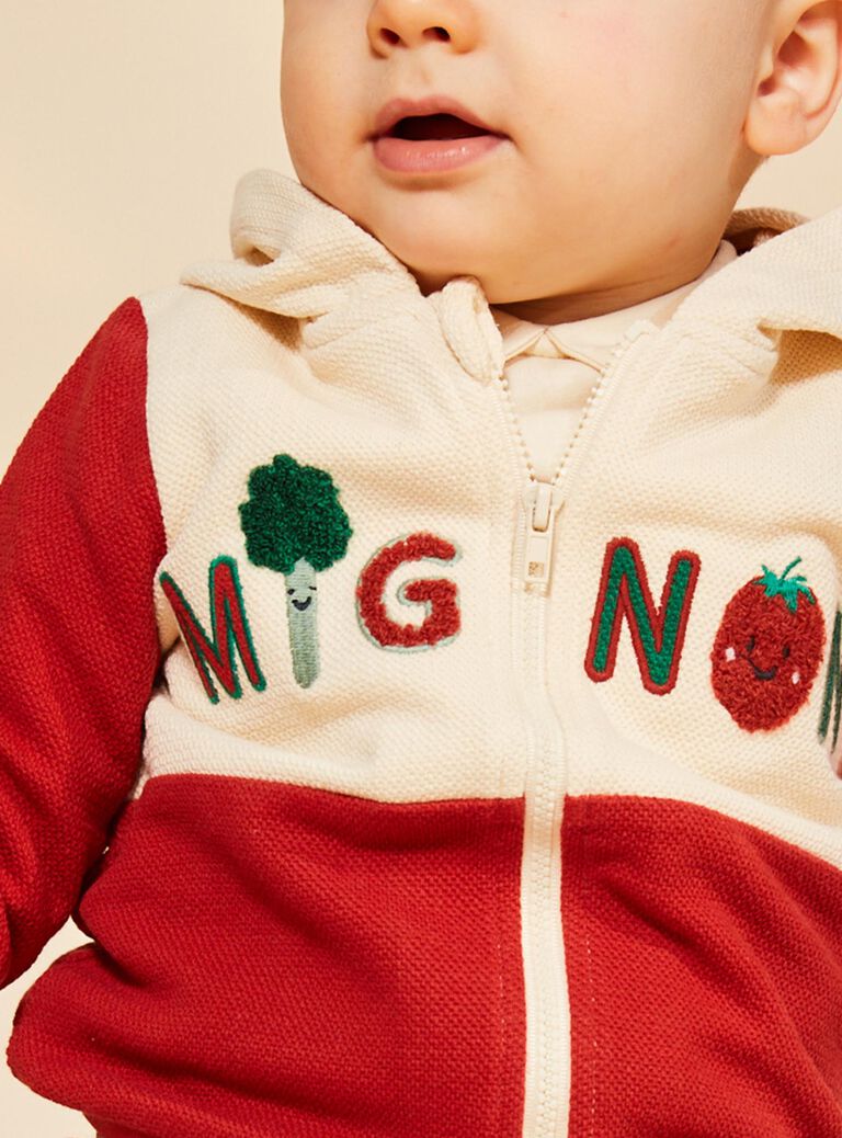 Haut de jogging rouge et vanille à capuche Mignon