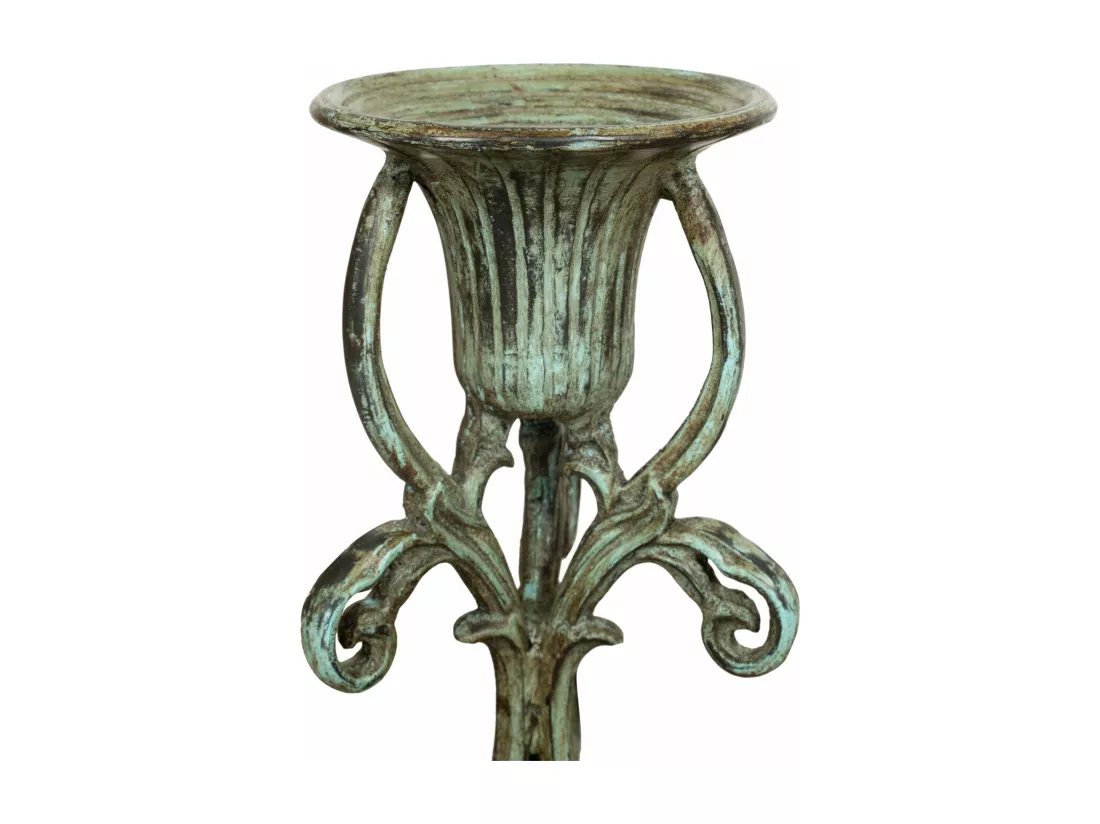 BISCOTTINI Support de Plantes - Fonte avec Finition Antique - Porte-Fleurs - Intérieur et Extérieur - Jardinière - Jardin - Salon - Salle à Manger - Présentoir - Décoratif - 23x23x42 cm