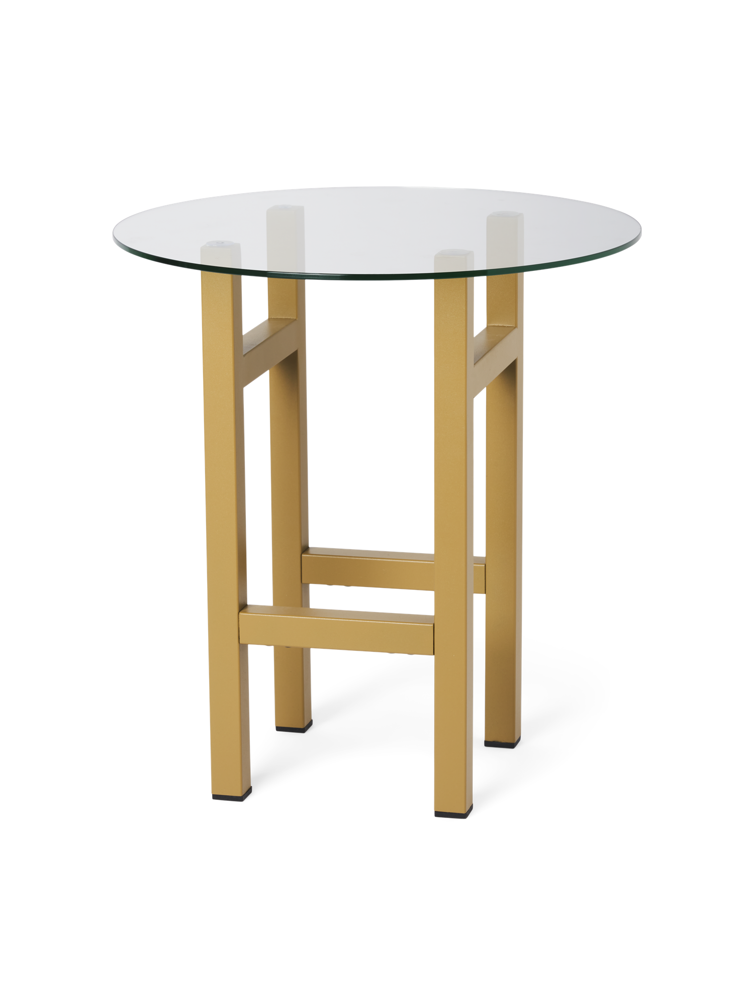 Sidebord | Asketræ/glas/rustfrit stål. Ø40 x H44 cm.  | Khaki | Hübsch