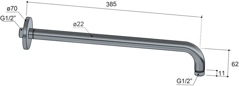 Hotbath - Cobber - Wandarm - Verouderd Messing - 40 cm