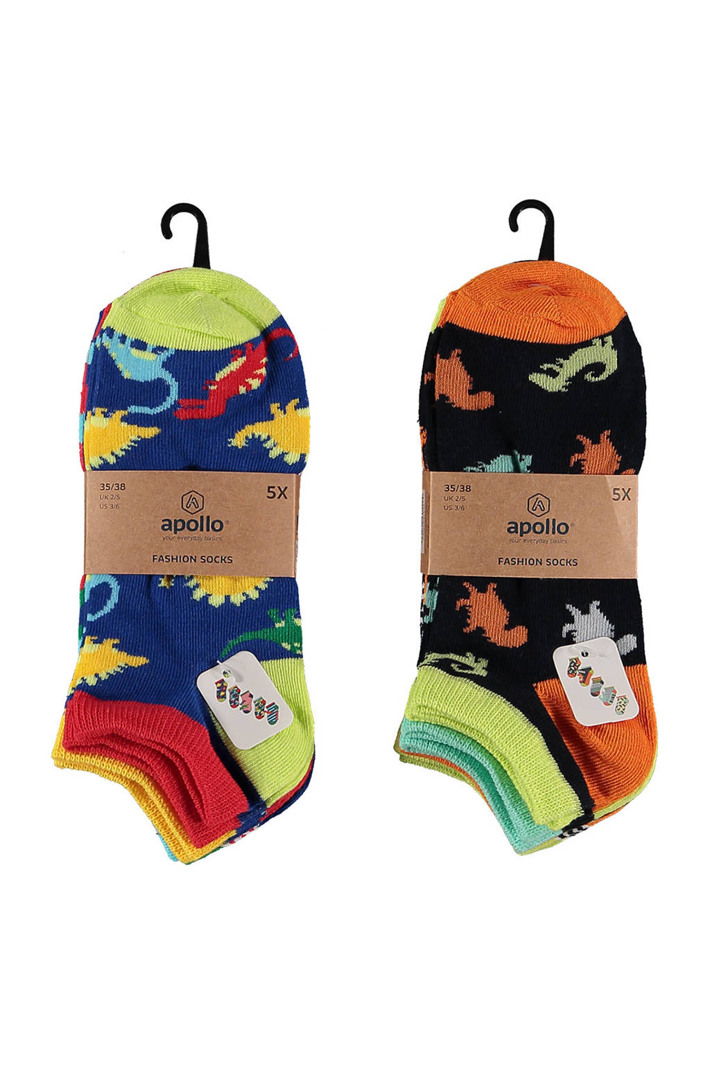 Apollo sneakersokken met all-over print - set van 10 multi