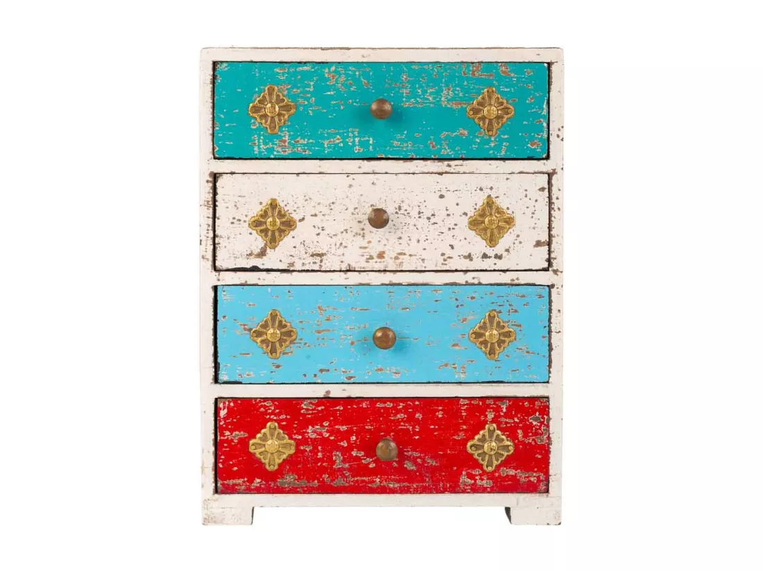 Coffret en bois et métal blanc 20,5x15,5x28h