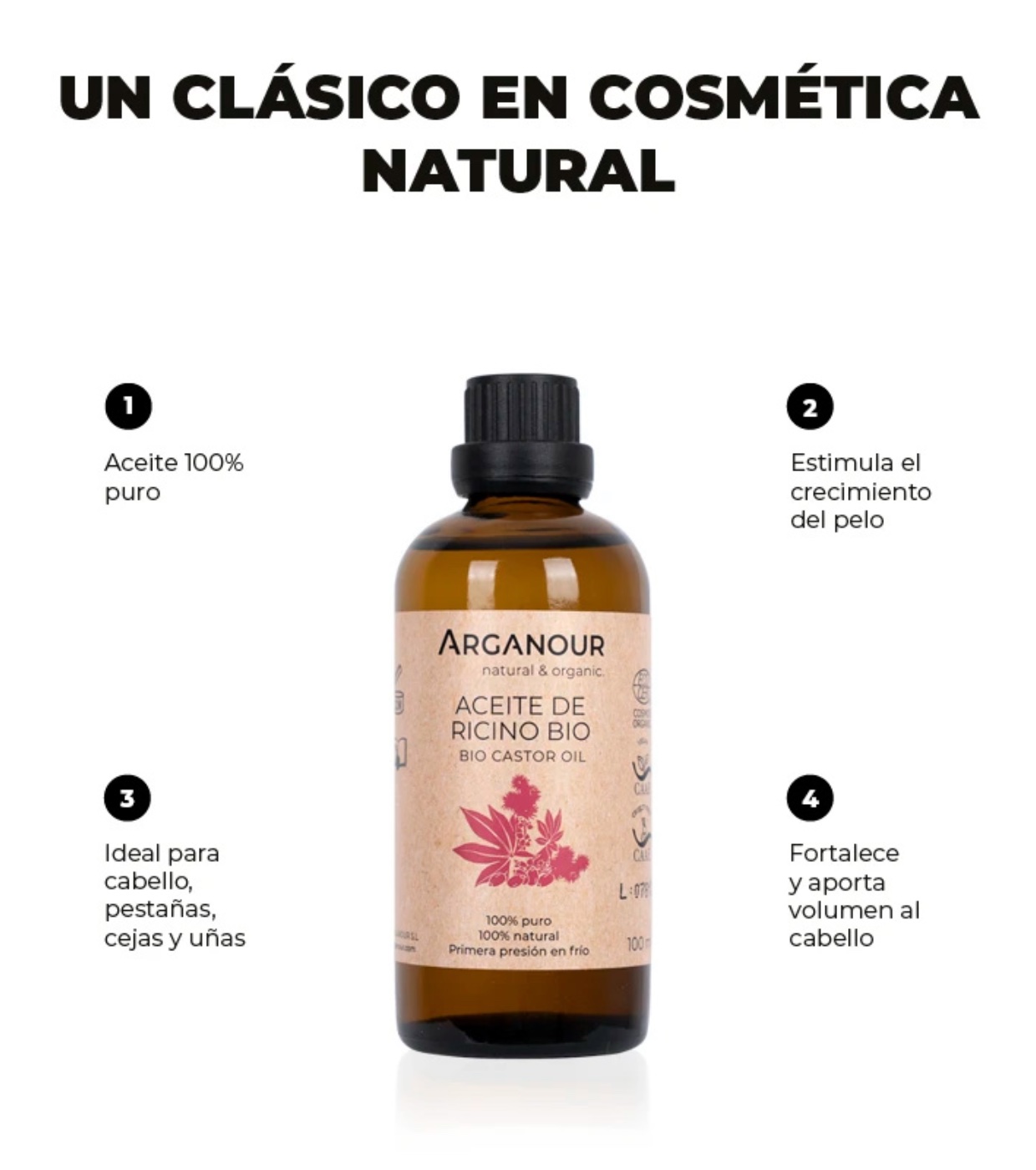 Arganour - Óleo de Rícino Orgânico 100% puro