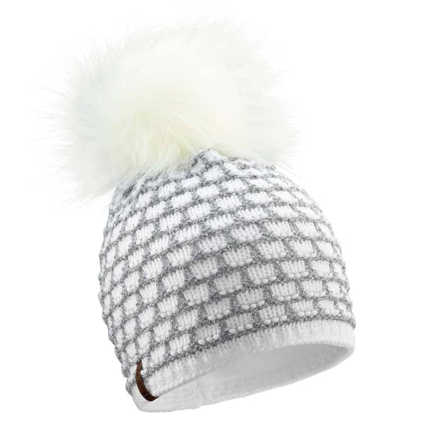 Bonnet ski LE DRAPO BONNET APRES SKI NID ABEILLE BLANC ARGENT