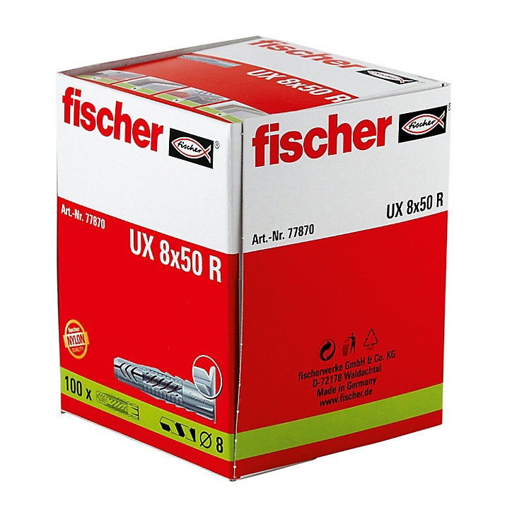 100 chevilles avec collerette UX 8X50R
