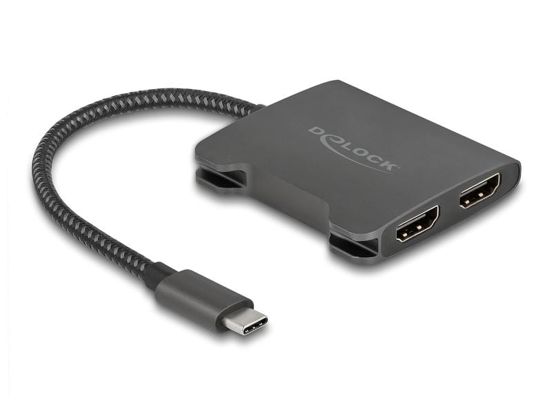 Delock Adapter 4K 60Hz, schwarz USB Type-C - HDMI Delock USB Type-C Splitter (DP Alt Mode) zu 2 x HDMI MST 4K 60 Hz