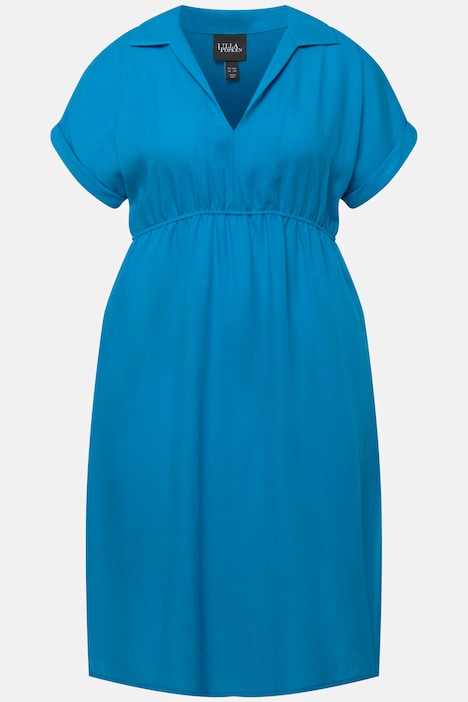 Kleid, Hemdkragen, Taschen, V-Ausschnitt, Halbarm
