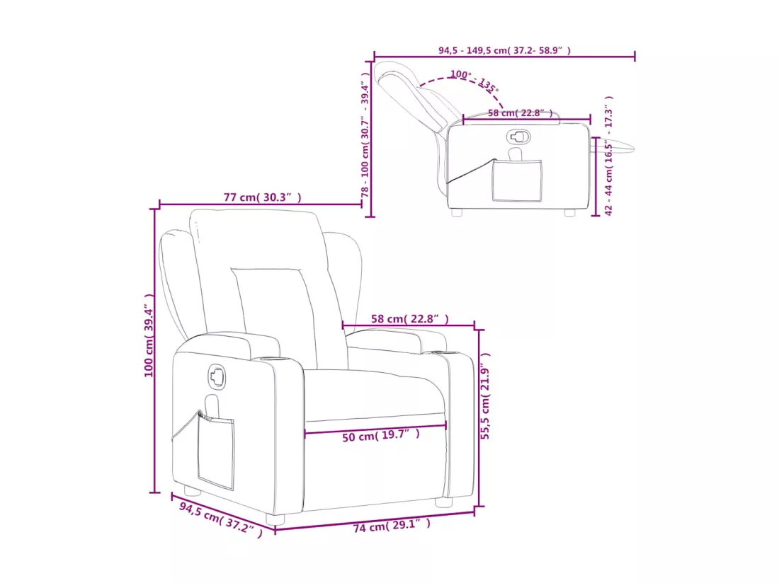 Fauteuil de massage inclinable Gris clair Tissu