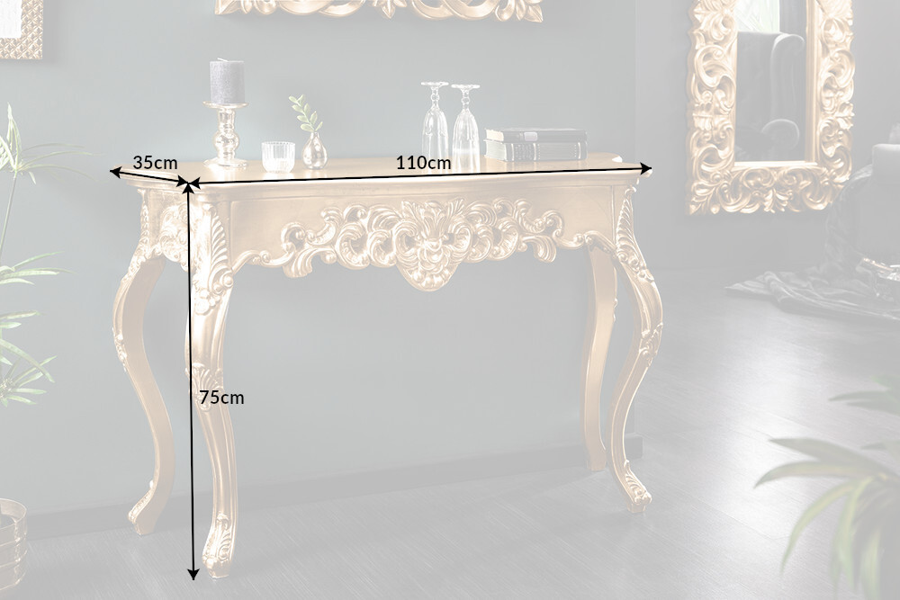 Elegante Konsole VENICE 110cm gold Barock Design Anrichte handgearbeitet