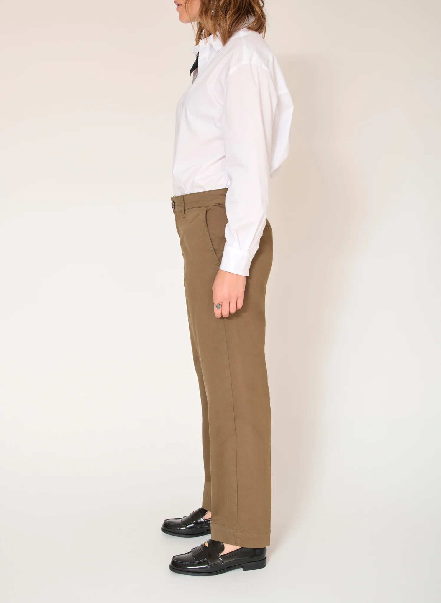 PICASSO - Pantalon droit en coton mélangé| Vert