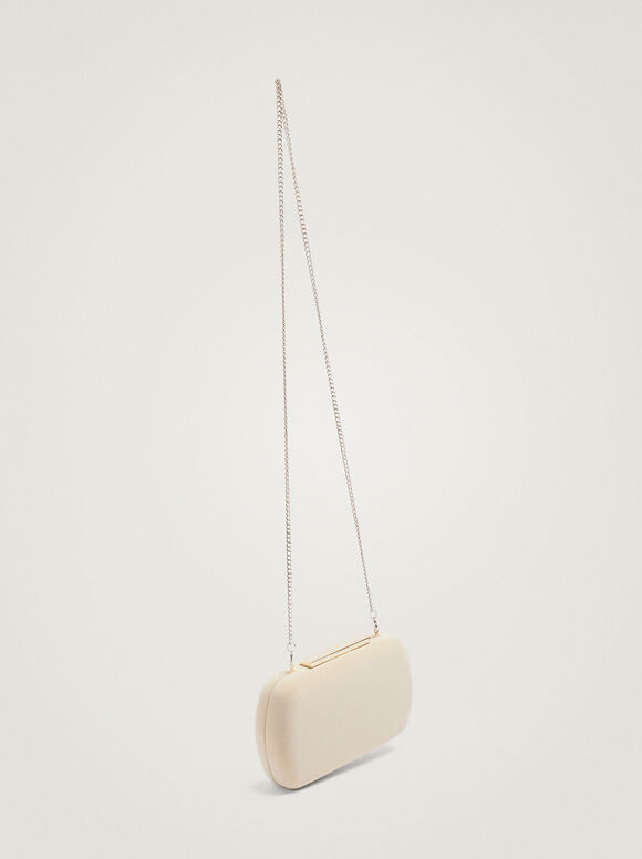 Clutch de festa com alça de corrente - Cru