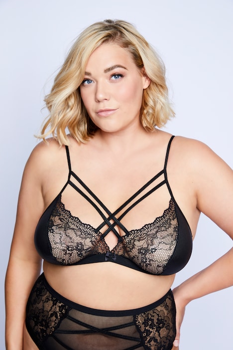 Bralette, Schnürroptik und wetlook Material