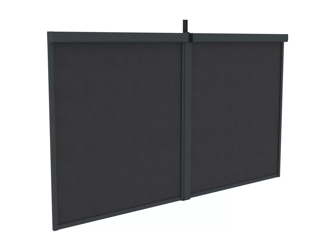 Pergola bioclimatique autoportante électrique anthracite en aluminium avec lames orientables et rideau rétractable 3,67 m - 12 m² - AMADORA