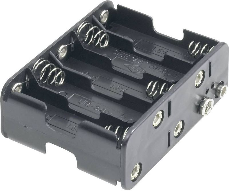 Batterijhouder - Zwart - Voor 10 AA-batterijen - Push-on Bevestiging