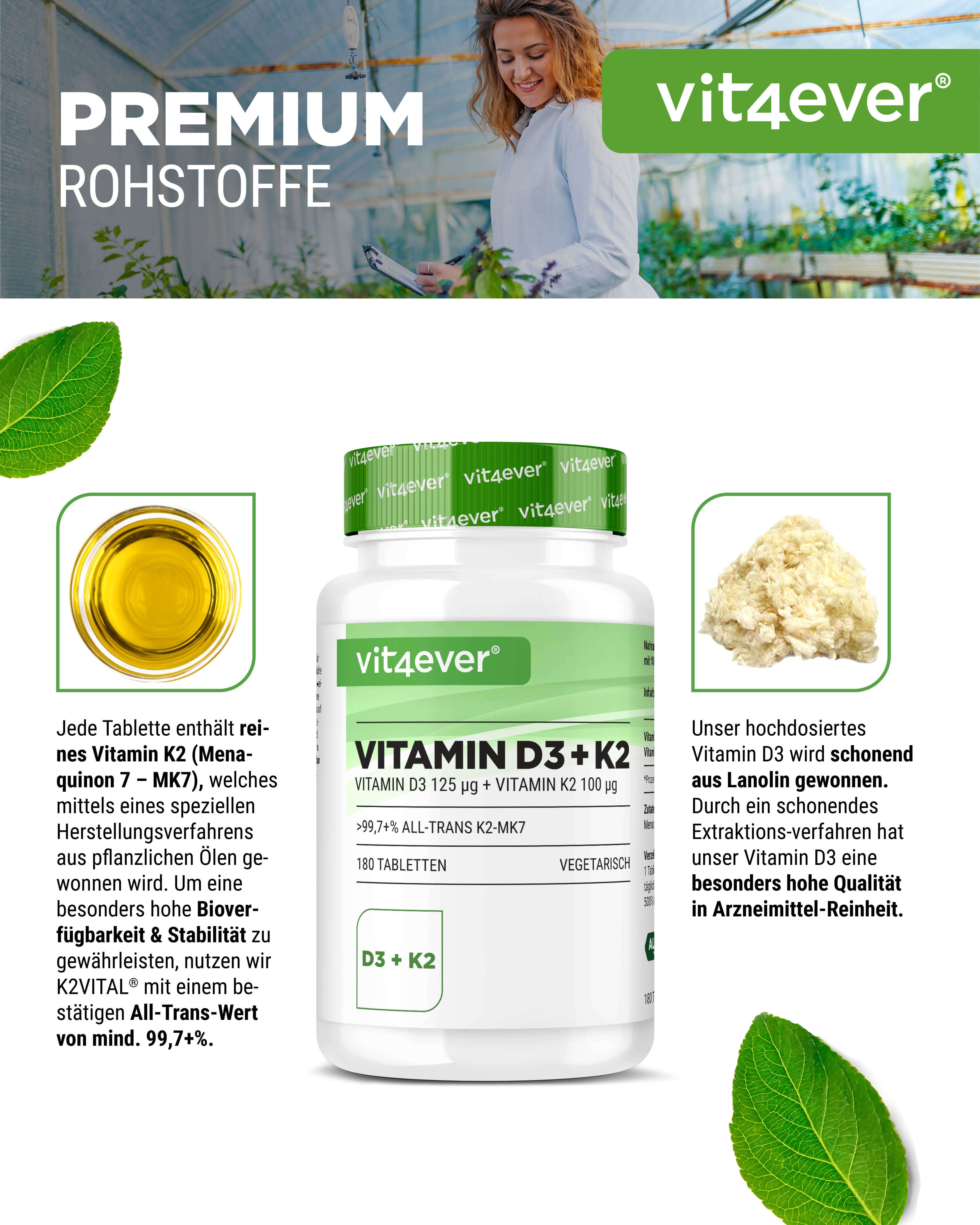 vit4ever Vitamin D3 5.000 I.E. + Vitamin K2 100 mcg