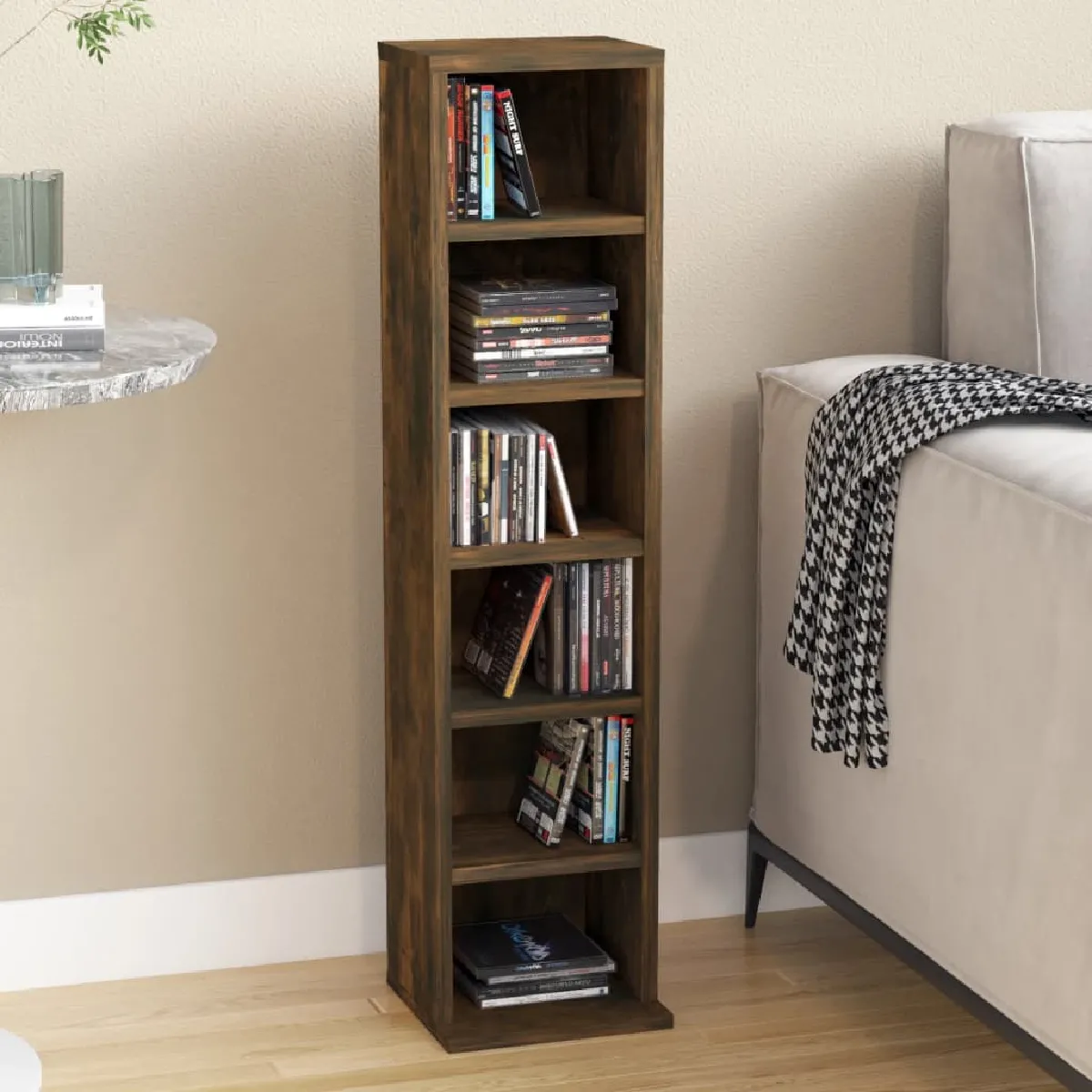 vidaxl Armoire à CD - Chêne fumé
