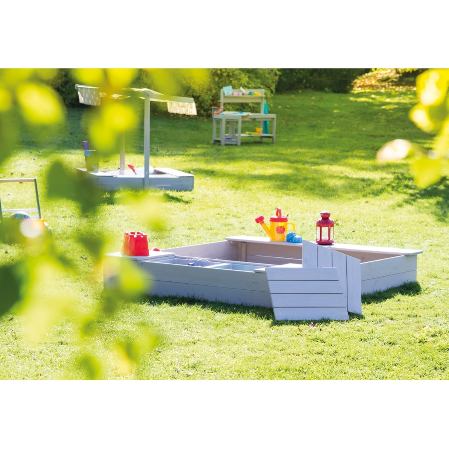 roba Outdoor Sandkasten mit Spielwannen, grau