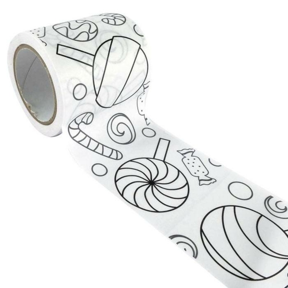 Masking tape large à colorier - sucreries 4,6 cm x 5 m